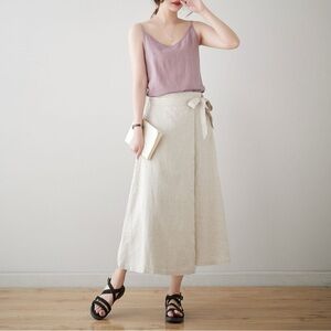 Mate the Label Linen Maxi Skirt with Tie Waist